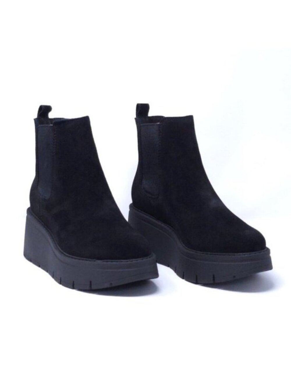 La Canadienne Haskell Black Suede Wedge Booties  Waterproof - Picture 2 of 9
